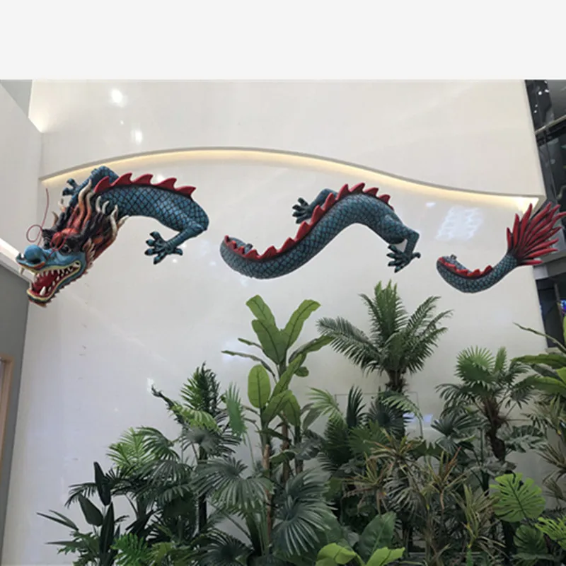 3D around the wall through China dragon wall hanging retro style farm folk custom shop door background wall decoration design