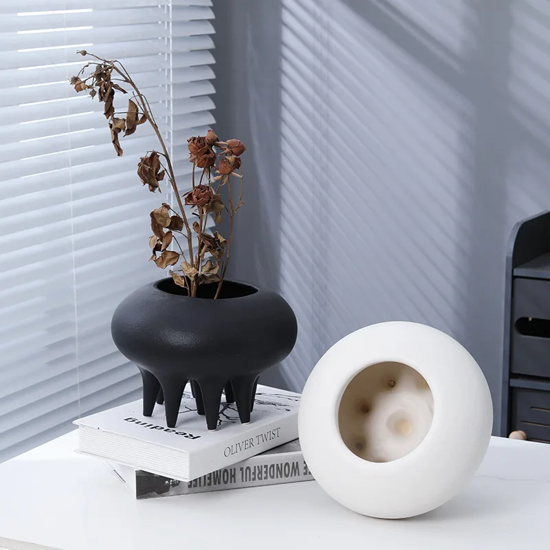 Ceramic Vase High Legged Multi Flowerpot Flower Arrangement Hydroponics Home Furnishing Decoration Vases Pots