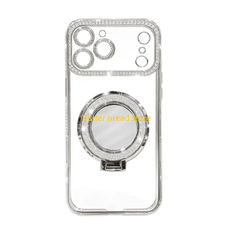 W89C Diamante Mirror Phone Case with Built In Stand & Full Protect Fashionable Suitable for Phone 17