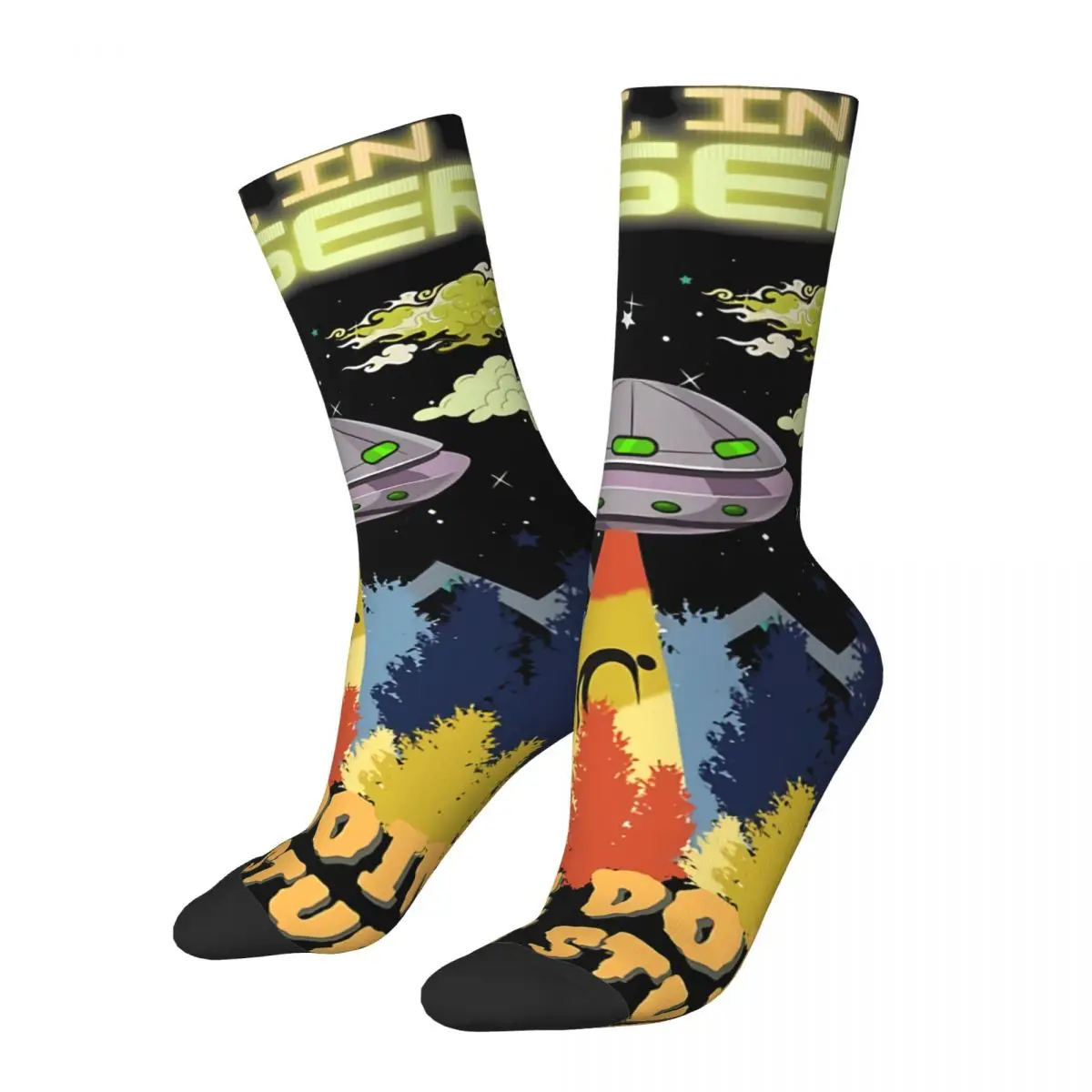 

Hip Hop Retro Stuff UFO Crazy Men's Socks Alien Unisex Harajuku Pattern Printed Novelty Happy Crew Sock Boys Gift