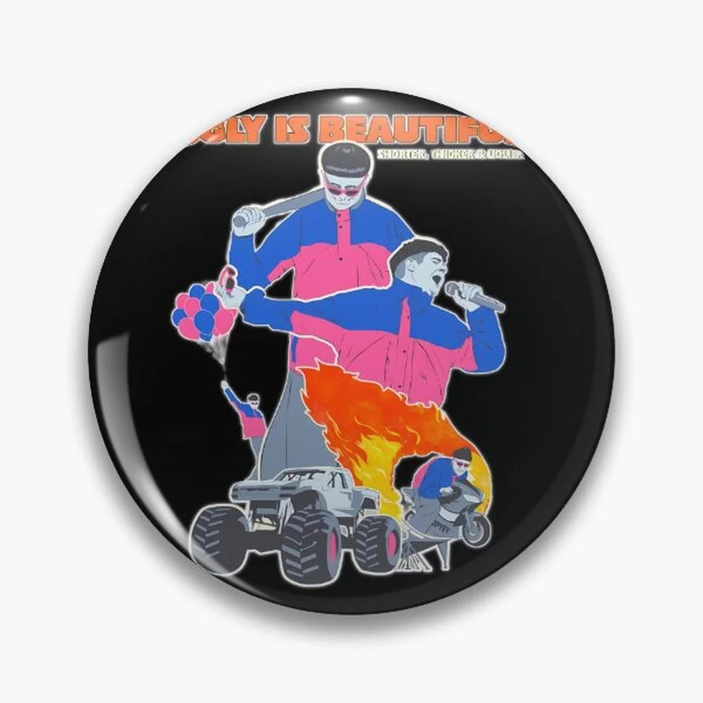 Oliver Tree Pin Holographic Star Heart Pin Brooches Laminated Button Fashion Accessory