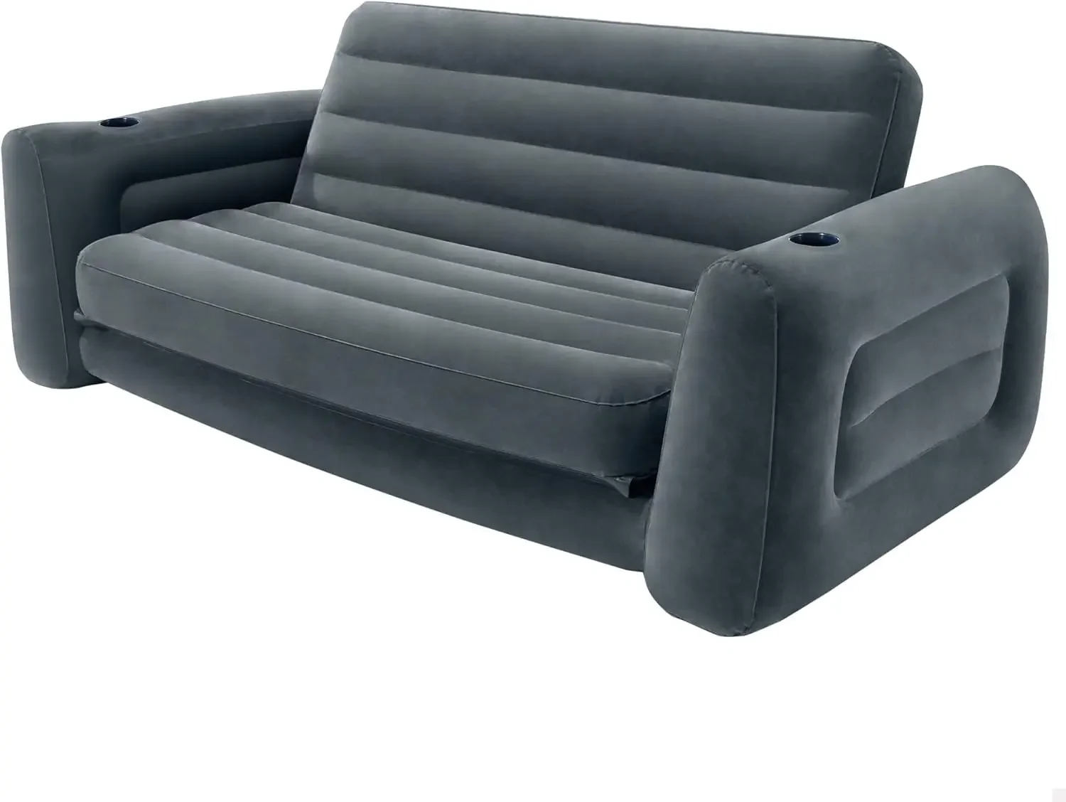 Intex 66552NP – Aufblasbares Schlafsofa, 2 Sitzer, Vinyl, Dunkelgrau, 203 x 224 x 66 cm