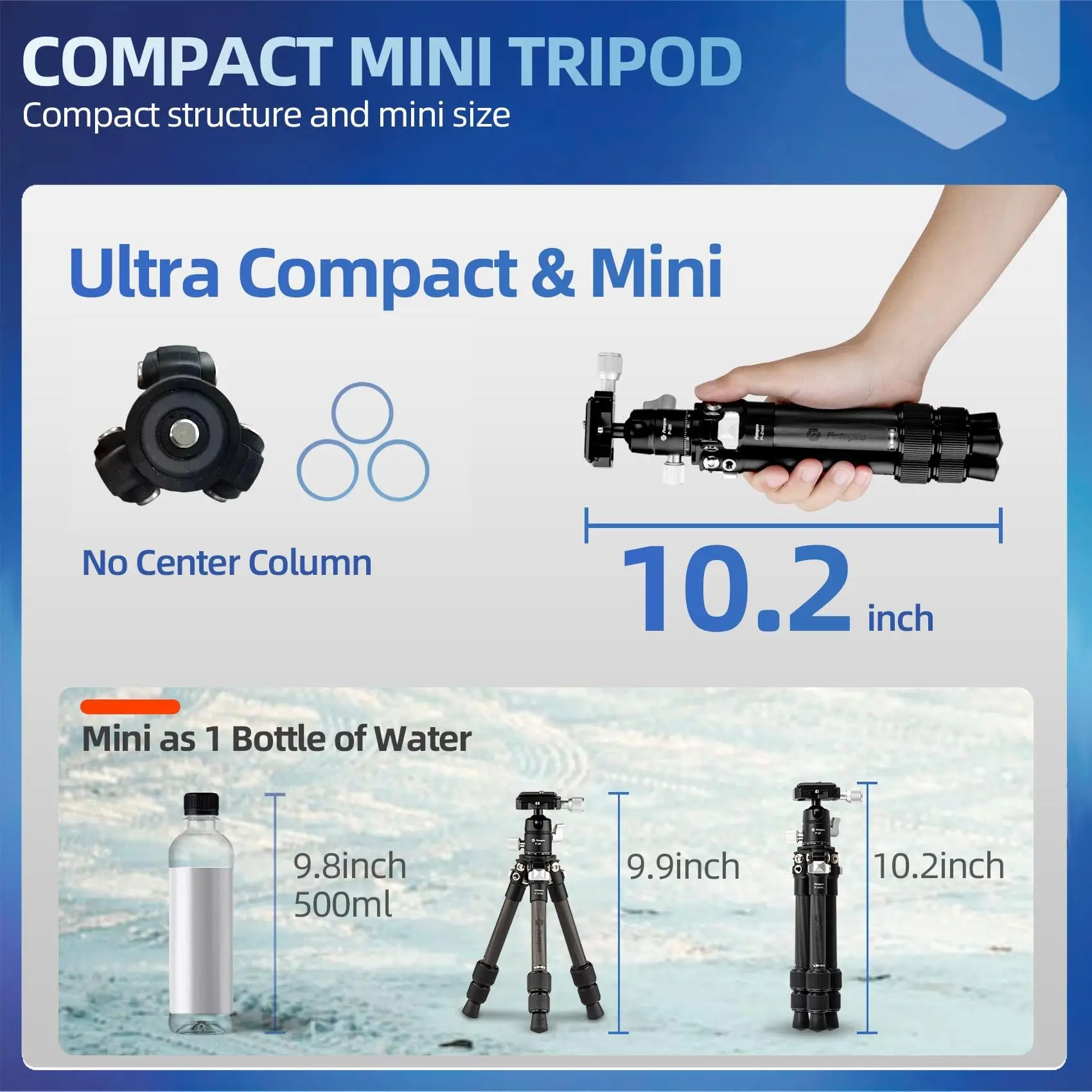 Fotopro Mini Carbon Fiber Tripod Lightweight Compact Travel Tripod with 360 Degree Ball Head QR Plate for Camera Camcorder