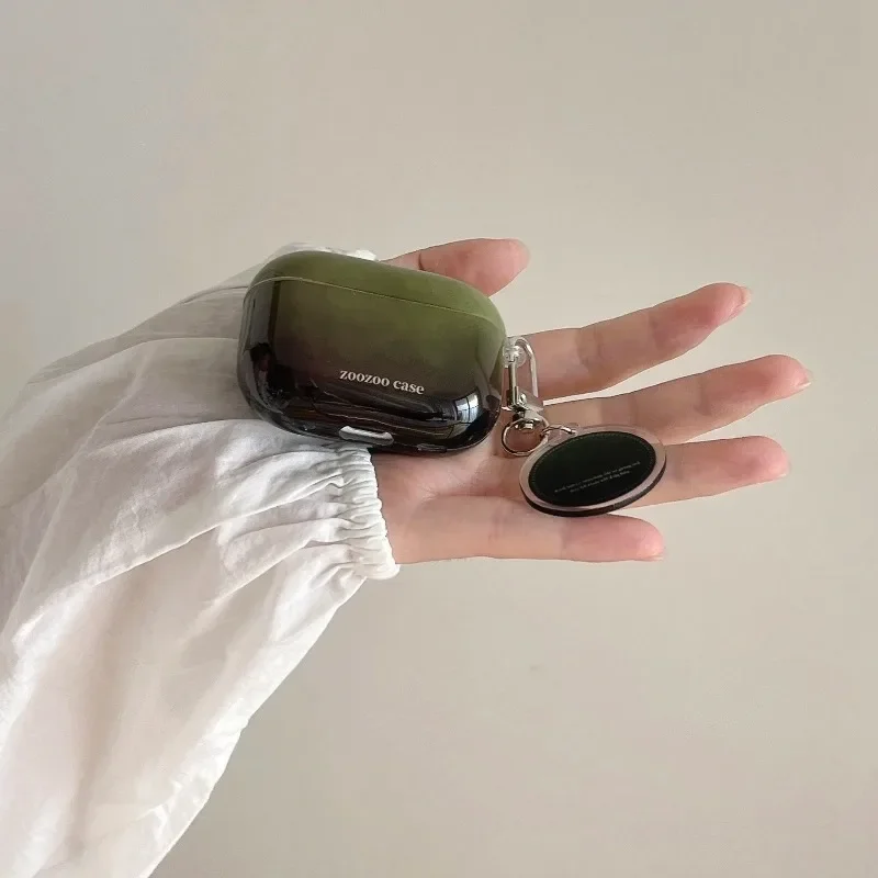 حافظة سماعة الرأس باللون الأخضر الداكن لأجهزة Apple لأجهزة Airpods 4 واقي قلادة لطيف Fundas لأجهزة airpod 1 2 pro2nd 3 pro سلكي بسيط