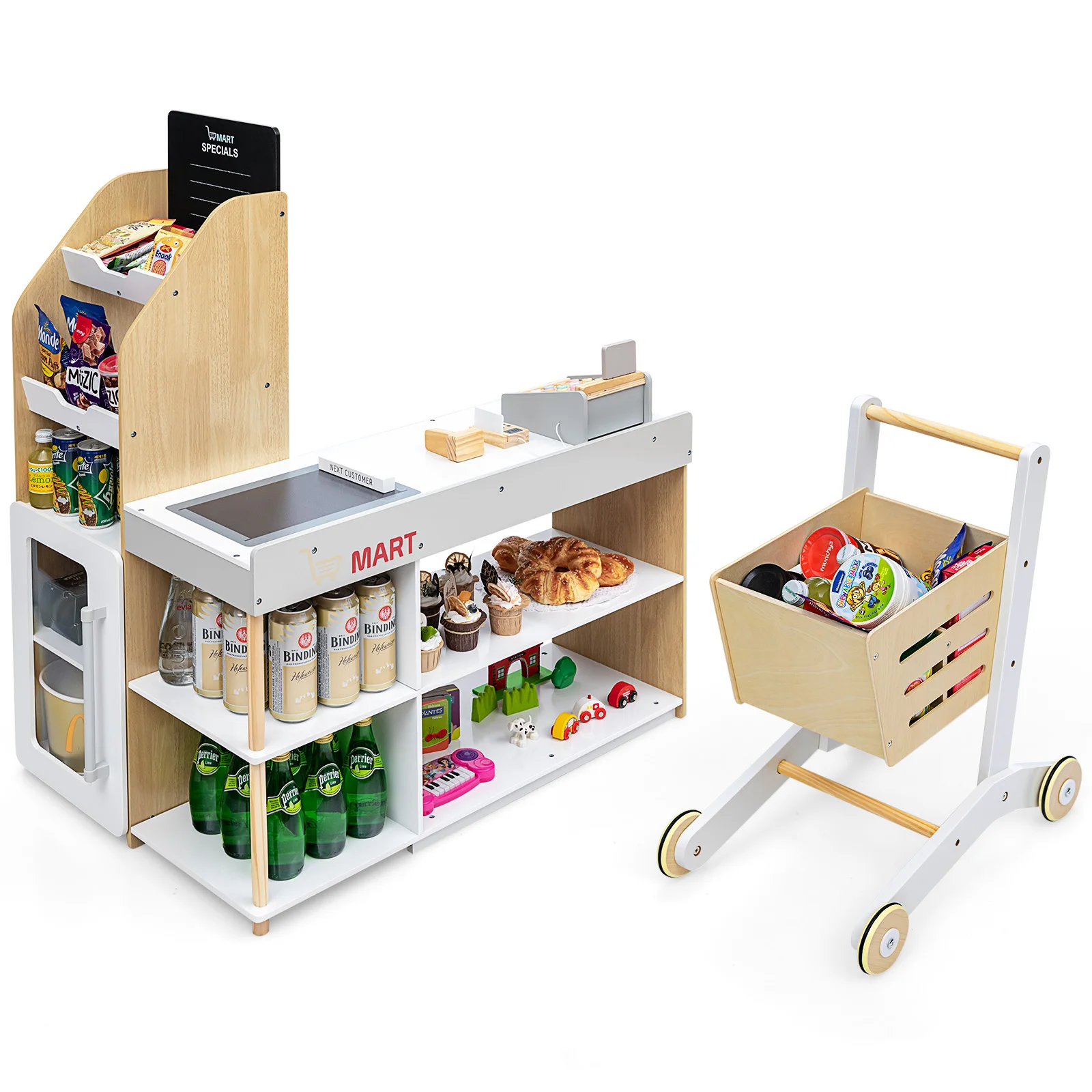 

Costway Grocery Store Playset Pretend Play Supermarket Shopping Set with Cart