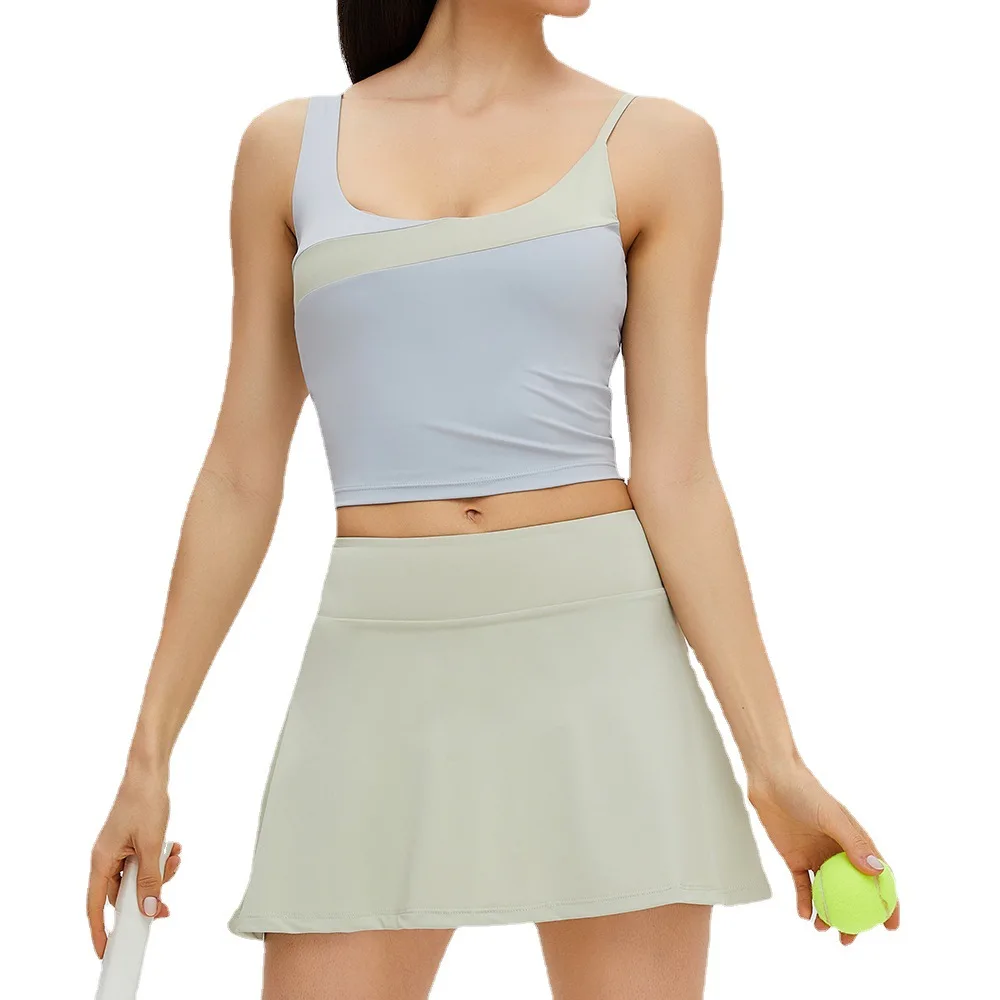 

Women's Outdoor Fast Drying Light Proof And Breathable Sports Color Blocking Short Wrinkled Tennis Skirt