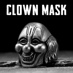 Clown Mask Skull Men Rings Stainless Steel Women Jewelry Punk Rock Vintage Black Gothic Fashion Accessories Gifts Wholesale