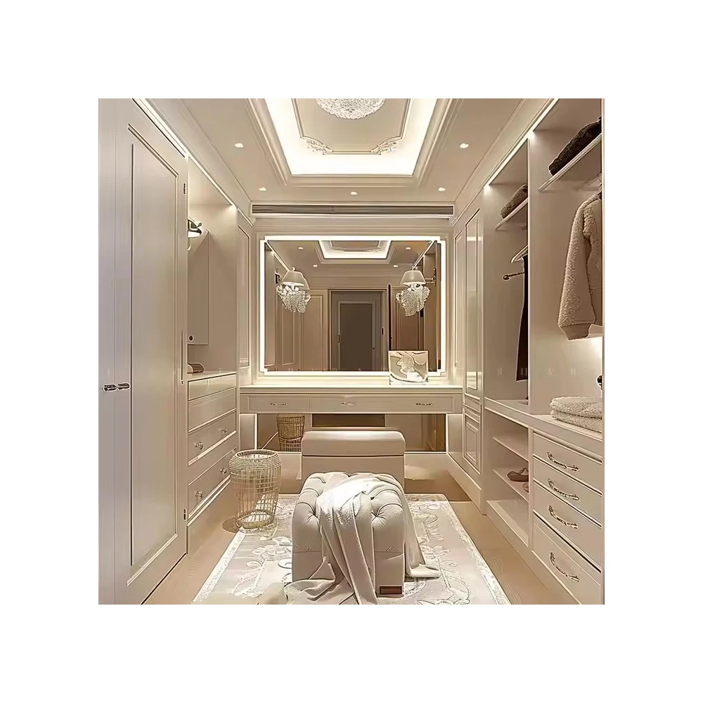 2025 Storage Whole House Custom Wood Wardrobe Wooden Bedroom Furniture Set Custom Sliding Door Walking in Closet Cloakroom