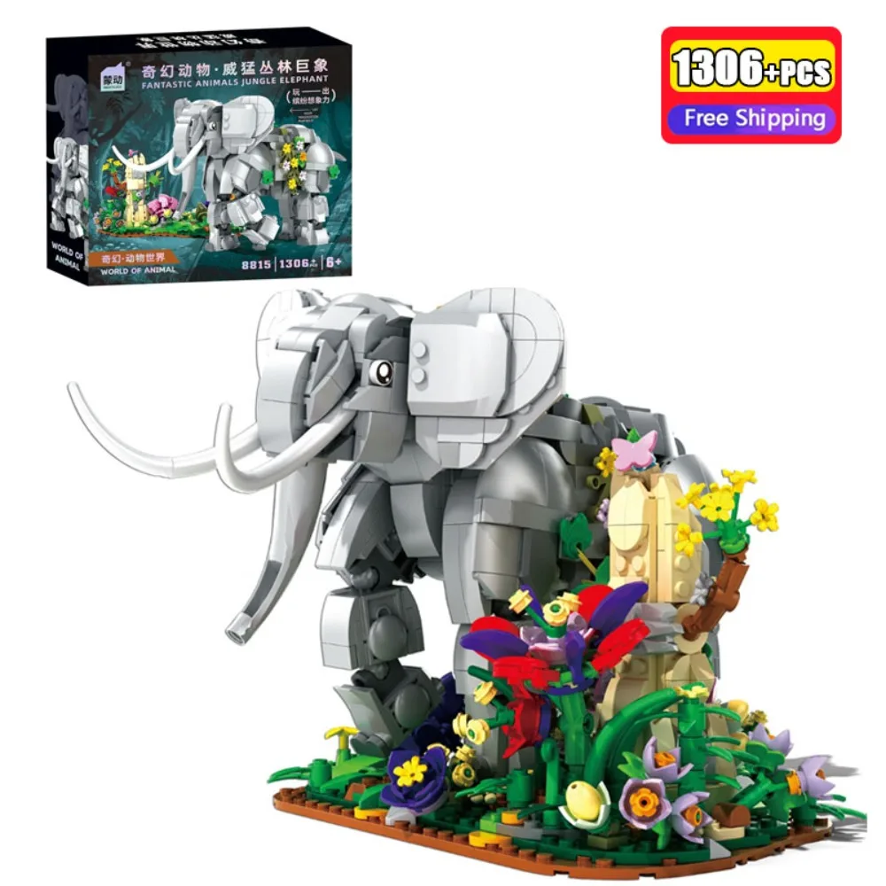 

1306Pcs Fantastic Animals Jungle Elephant Building Blocks DIY Creative Animal Model Bricks Educational Toys For Kids Gifts