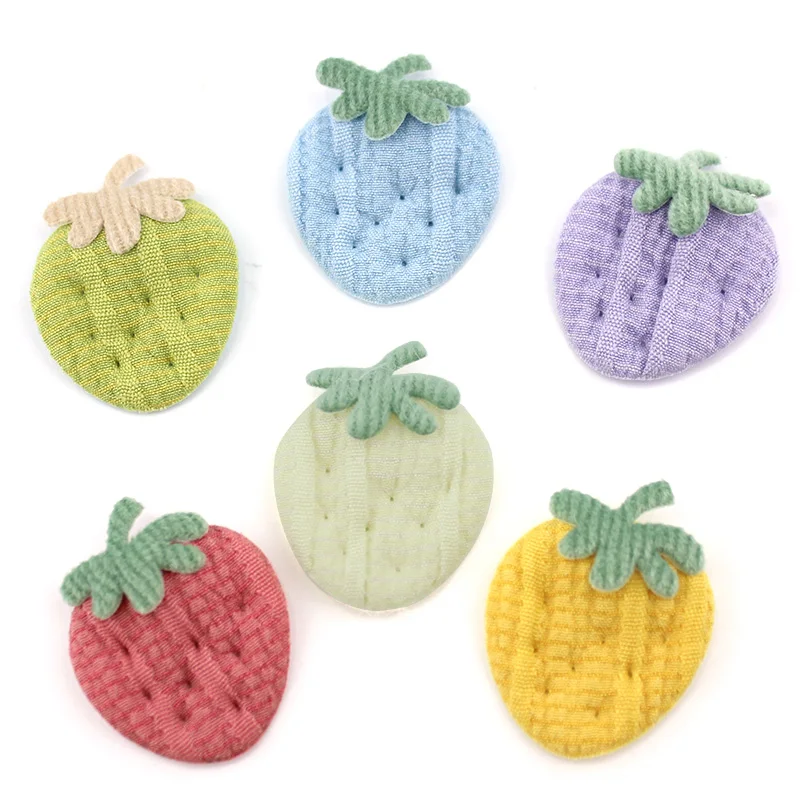 36Pcs 2.7*3cm Cute Handmade Strawberry Padded Appliques For DIY Headwear Hairpin Crafts Decoration Accessories