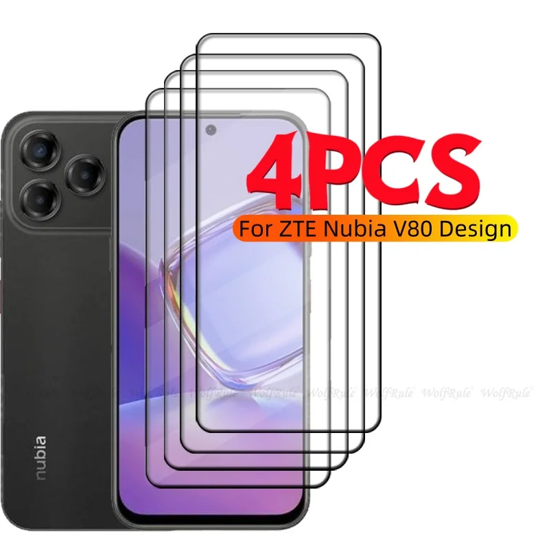 4/3/2/1PCS For ZTE Nubia V80 Design Glass Nubia V80 Design Tempered Glass Full Cover Glue 9H Screen Protector Nubia V80 Design