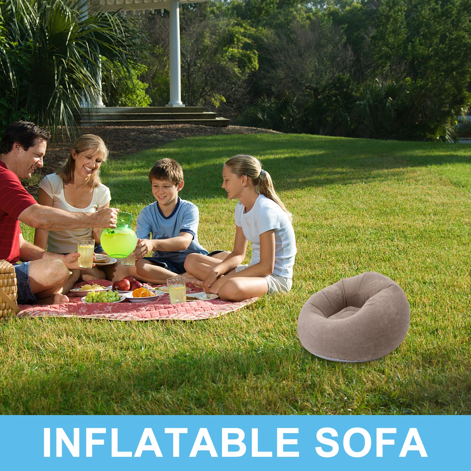 

Inflatable Flocking Bean Bag Chair PVC Outdoor Home Camping Folding Inflatable Couch Lazy Couches Sofas Sleep Bag