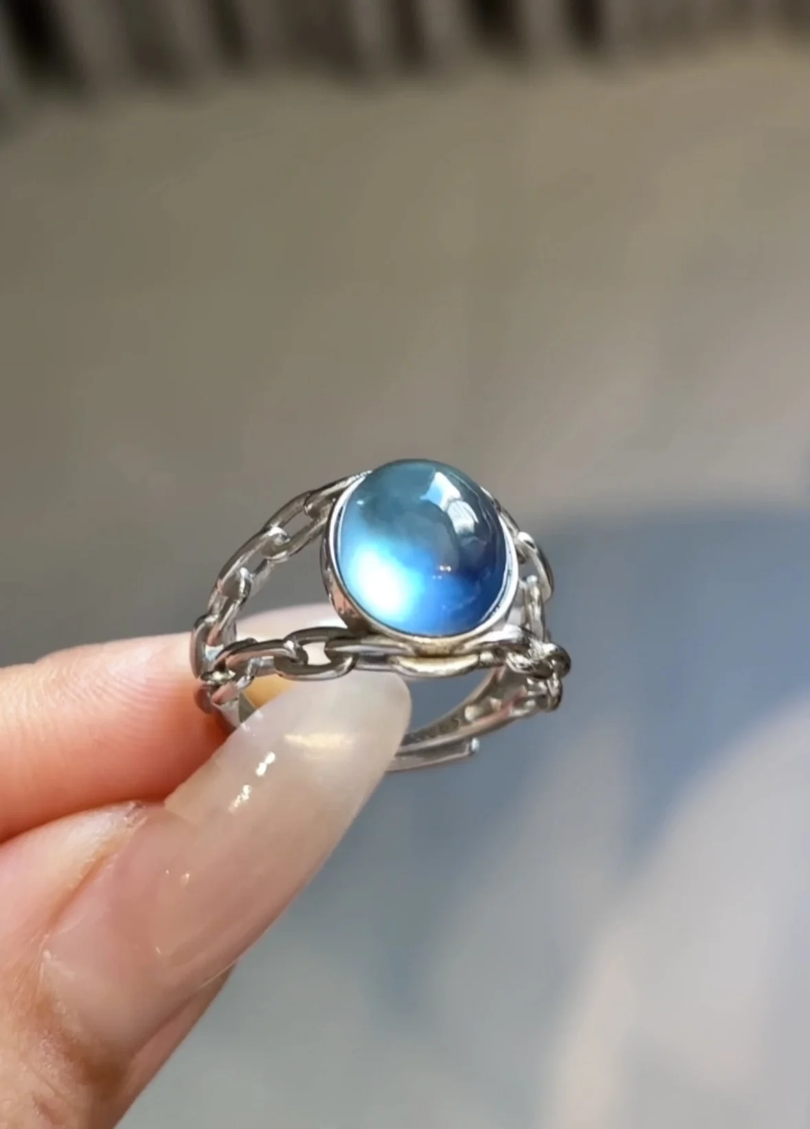 

Natural Blue Aquamarine Ring Adjustable Ring 925 Sterling Silver 12.3x12mm Water Drop Clear Aquamarine Ring Jewelry AAAAAA