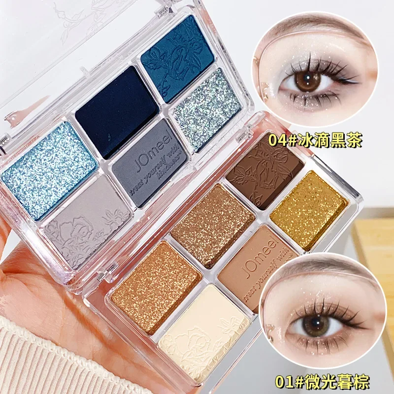 JOmeel Spring and Hanano 6 Color Eyeshadow Palette Pearlescent Matte Earth Color Autumn and Winter Maillard Eyeshadow