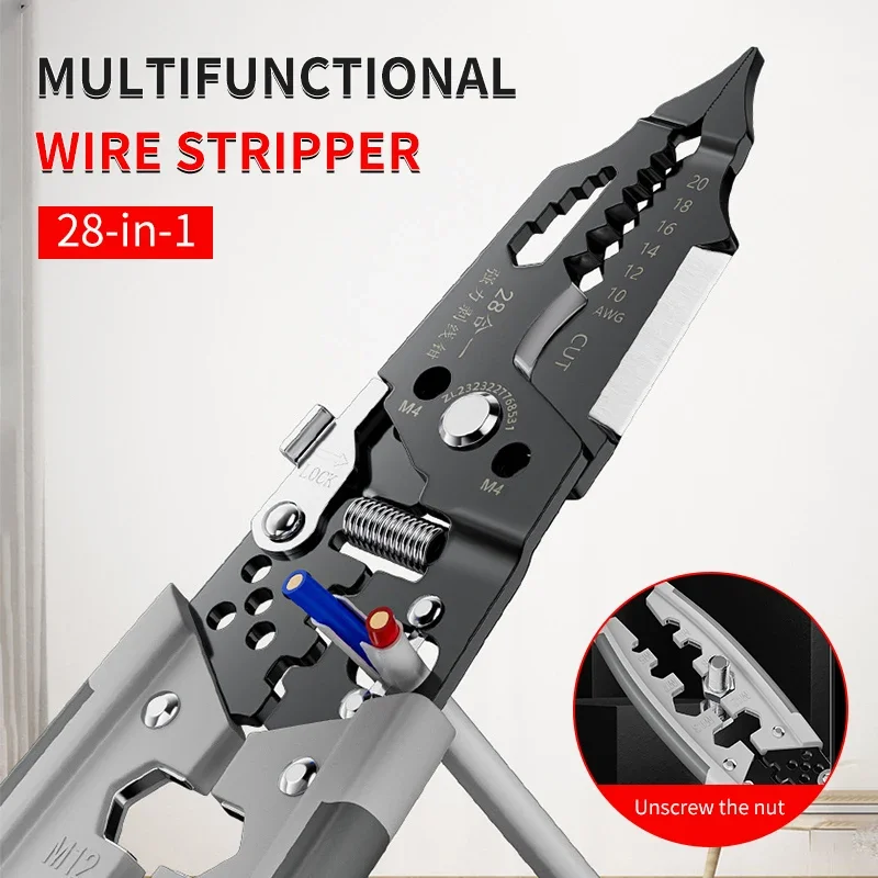 

28 in 1 Multipurpose Wire Stripper Professional Tool Electrician Crimpe Pliers For Wire Stripping Cable Cutters Hand Tool