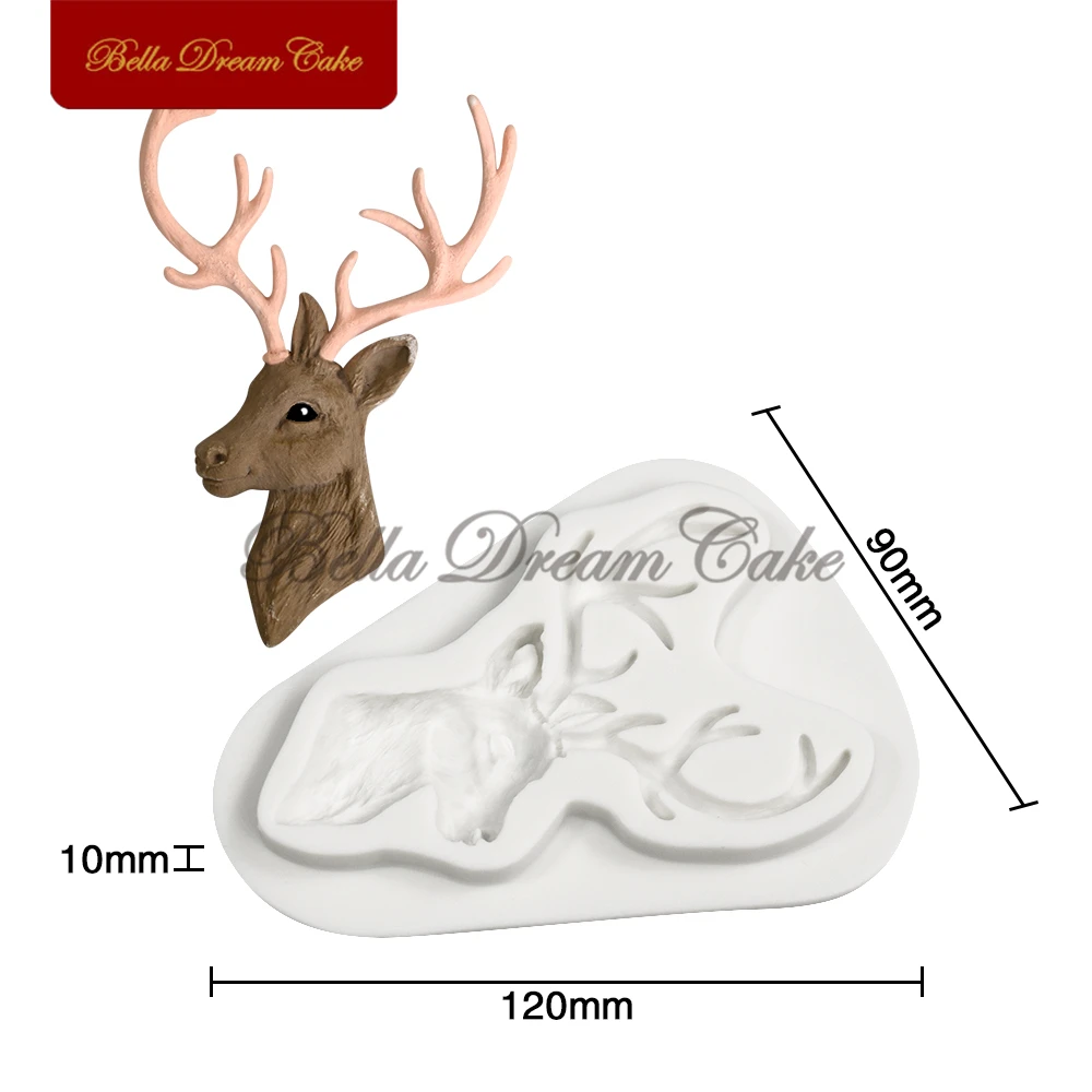 3D Christmas Reindeer/Pine Nut Leaf Wreath Silicone Mold Fondant Chocolate Mould DIY Clay Model Cake Decorating Tools Bakeware