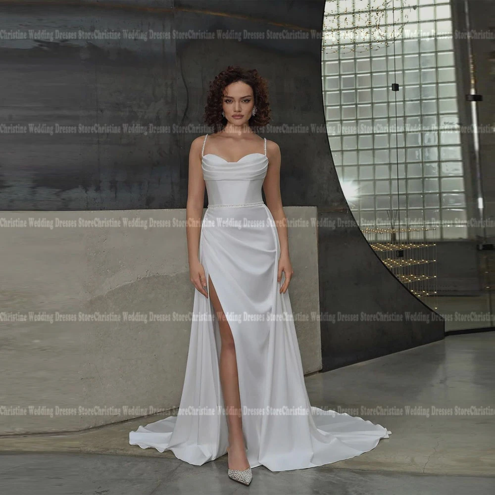 Eleganti abiti da sposa da donna semplici Forking abiti da sposa Sexy con colletto a cuore Modern Mopping Length Vestidos De Novias 2024