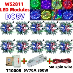 Styl inżynieryjny 500 szt. DC5V WS2811 12MM pełny kolor moduły LED wysokiej jakości lampy punktowe IP68 lub T1000s zestawy 5 v70a