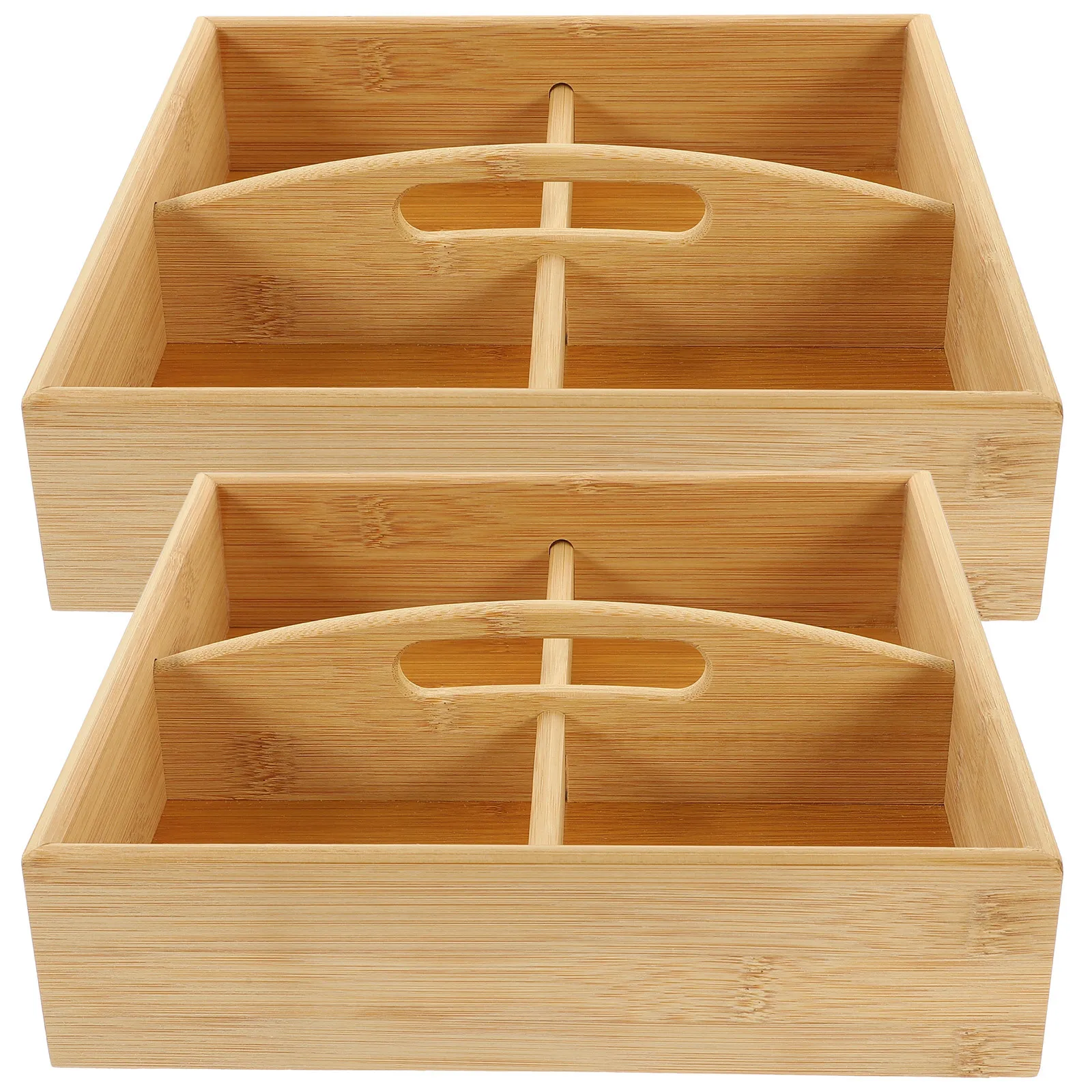 

2Pcs Dry Fruit Case Wooden 4-Compartment Snack Box Handle Divided Serving Tray for Home Restaurant Cafe Food Storage