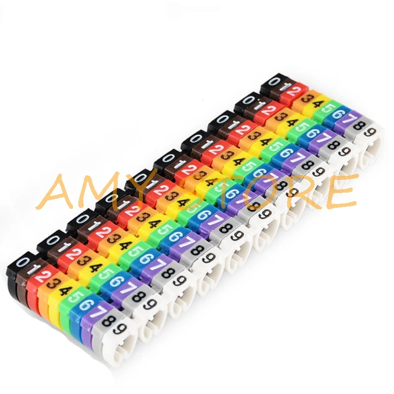 สายพลาสติก MARKER ป้ายแท็ก Letter M-0 M-1 M-2 M-3 สายไฟหมายเลข 0 ถึง 9 ขนาด 1.5-6mm2 10 สี PVC ฉนวนกันความร้อน MARKER