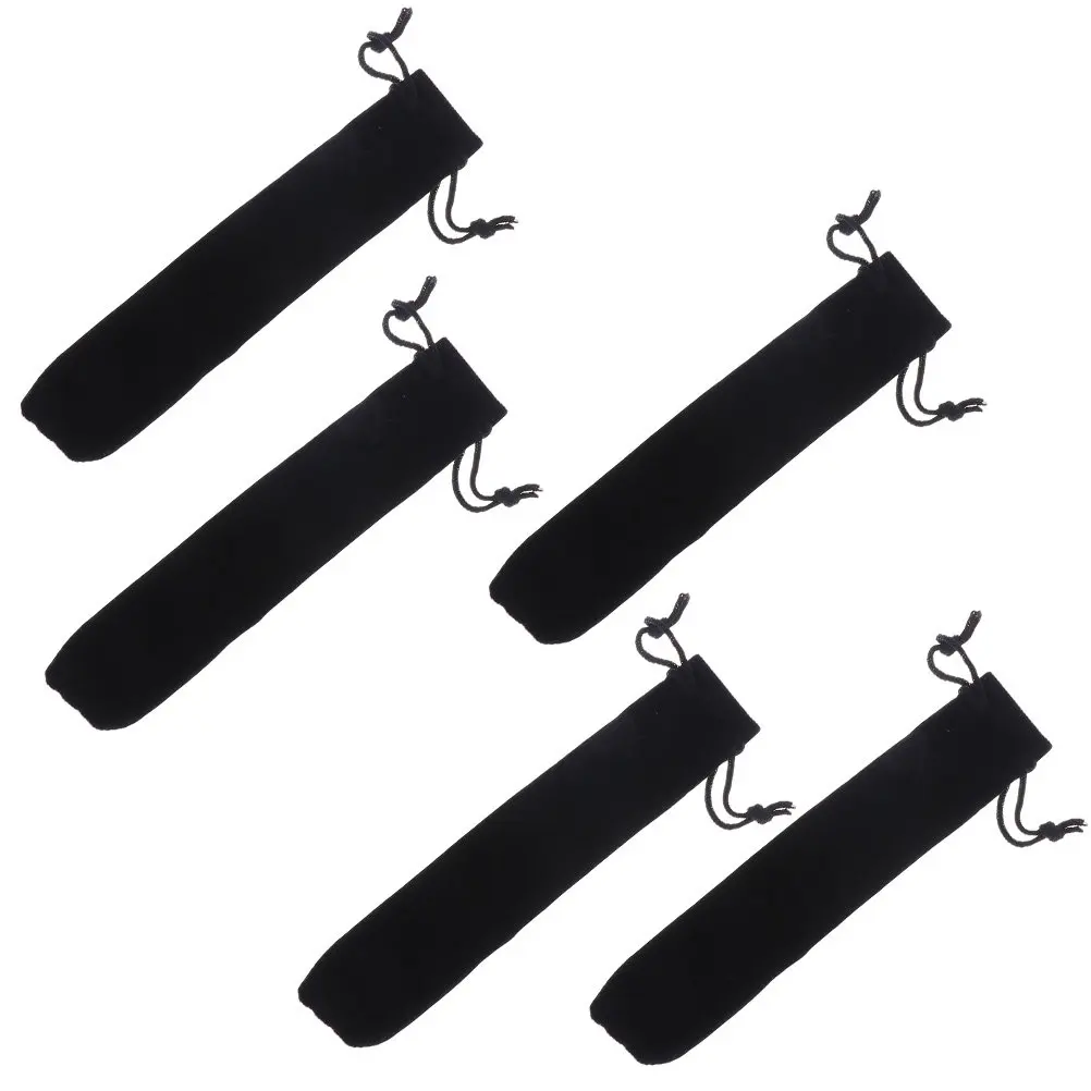 5 Pcs Pencil Bag Flannelette Wrapping Sleeves Single Pouch Soft Black Aesthetic