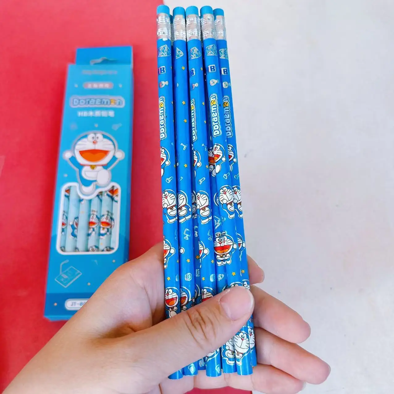 12/48pcs 새로운 도라에몽 펜 만화 연필 세트 문구류 12pcs 2b 학습 용품 선물 1 상자