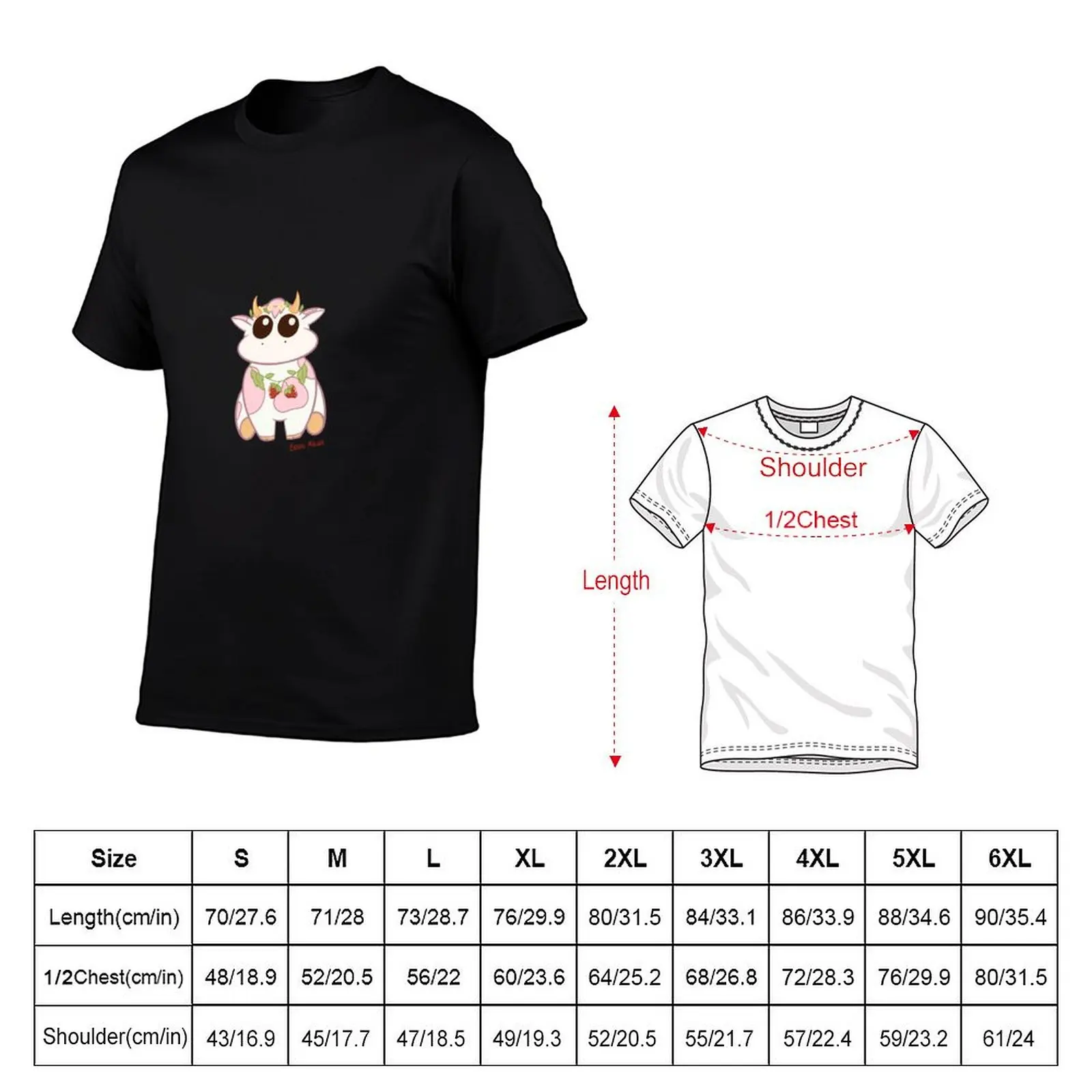 Little Strawberry Moo T-Shirt t shirt man casual t shirts for man graphic vintage t shirts for man pack cotton T-shirt