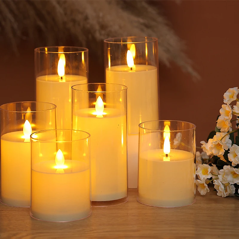 Flameless Electric Candles Light Acrylic Battery Flickering 