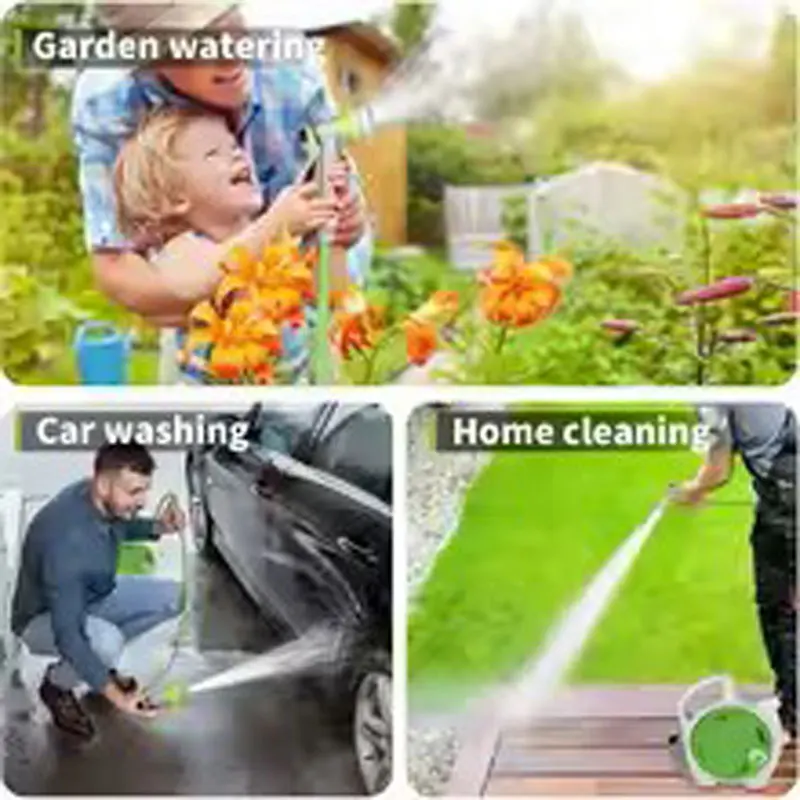 ​​Retractable Garden Hose Reel  with 7-Pattern Nozzle​​ Wall Mount Length Lock for Watering/Washing/Pets Portable & Durable