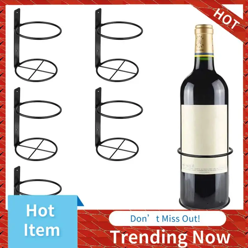24-Hour Delivery Office Home Kitchen Bar Cabinet Wall Mounted Metal Wine Rack 6Pcs Black Easy To Install