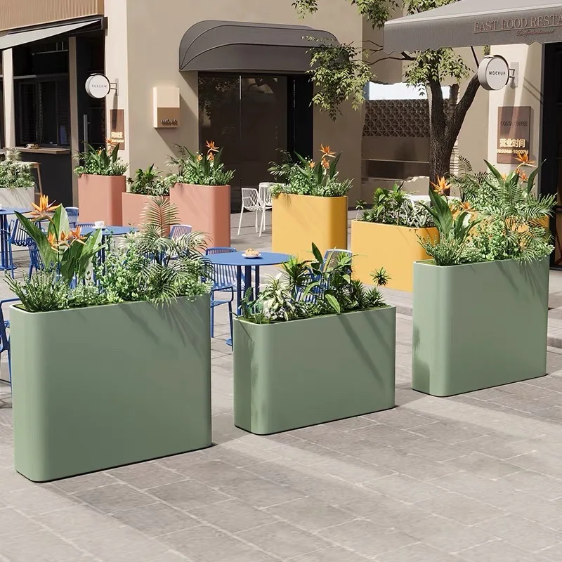 Outdoor iron balconies, planting boxes, squares, commercial streets, rectangular flower beds