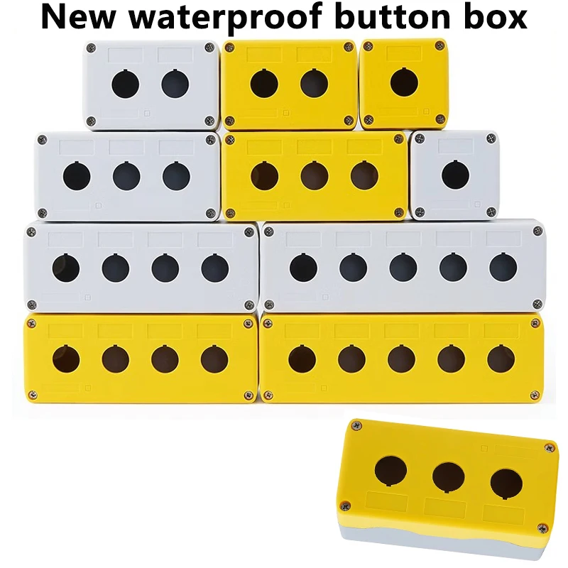 Waterproof button switch control box 12345 hole emergency stop knob indicator light widened hole distance from plastic box 22mm