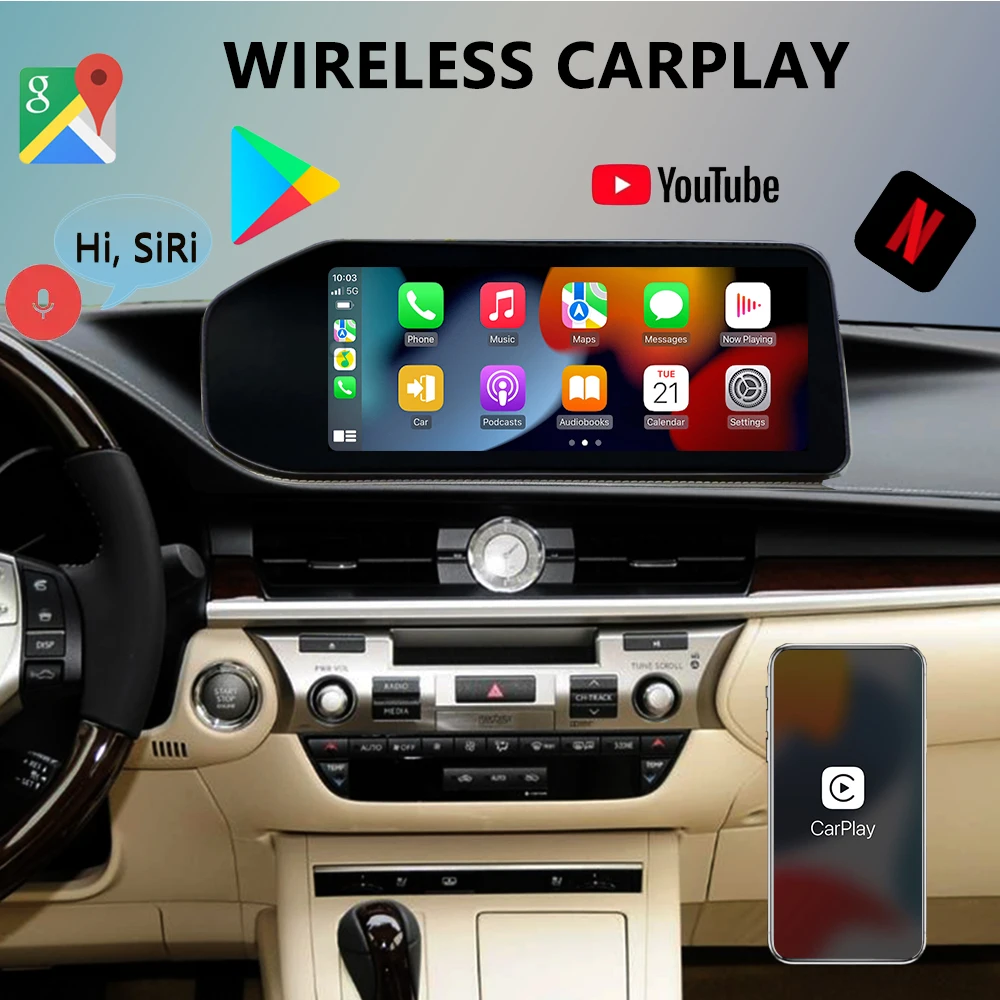 Android 13 Qualcomm per Lexus ES350 ES400 ES200 CarPlay autoradio Stereo lettore multimediale di navigazione GPS schermo Netflix 12.5 HD