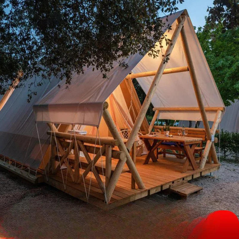 B & B hotel tents, outdoor luxury wooden wild luxury camp tents, resort high-end scenic camping tents