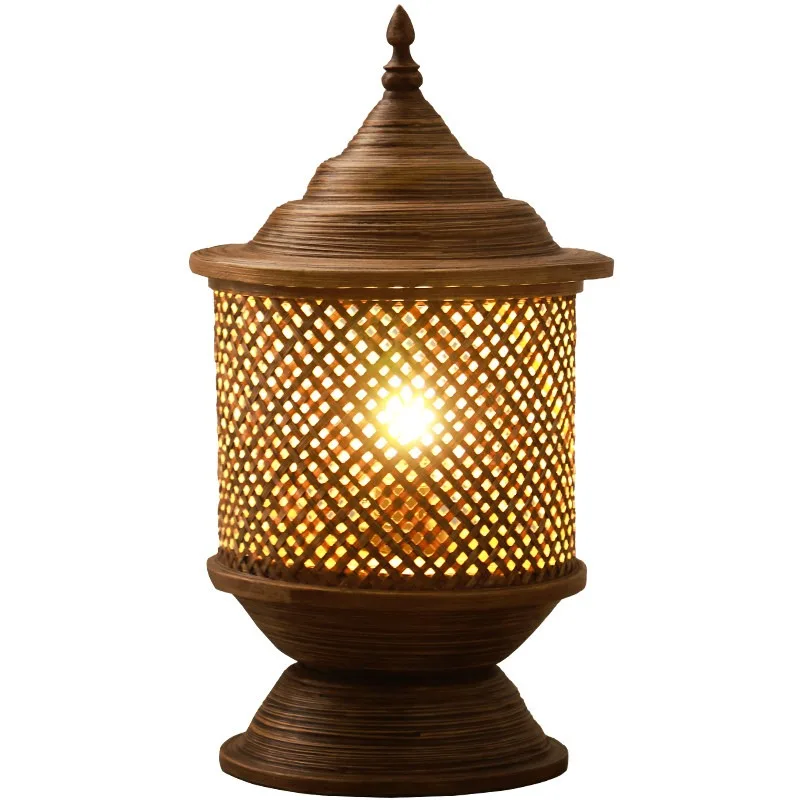 

Bamboo art wine bar counter tea table lamp, neoclassical hotel model room pastoral warm bedroom bedside lamp