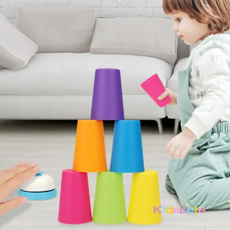 Juego de entrenamiento clásico con bloques apilados, juego de fiesta Montessori, educativo, iluminación intelectual, taza apilable, juguete de velocidad para niños