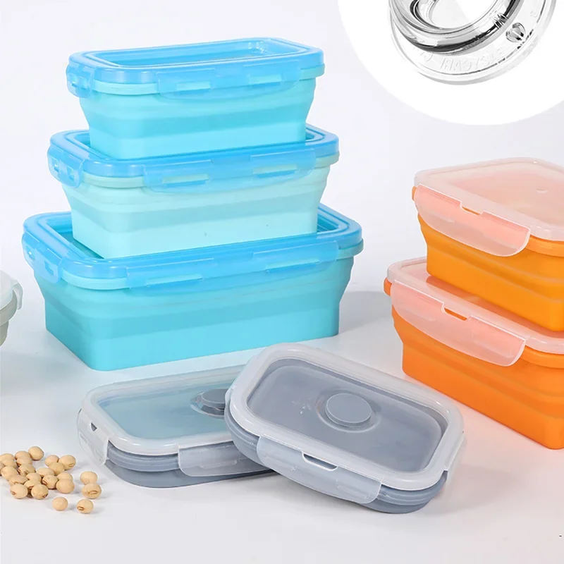 Portable Lunch Box Students Leakproof Microwavable Bento Box Collapsible Food Keep Fresh Storage Container Picnic Outdoor Boxes