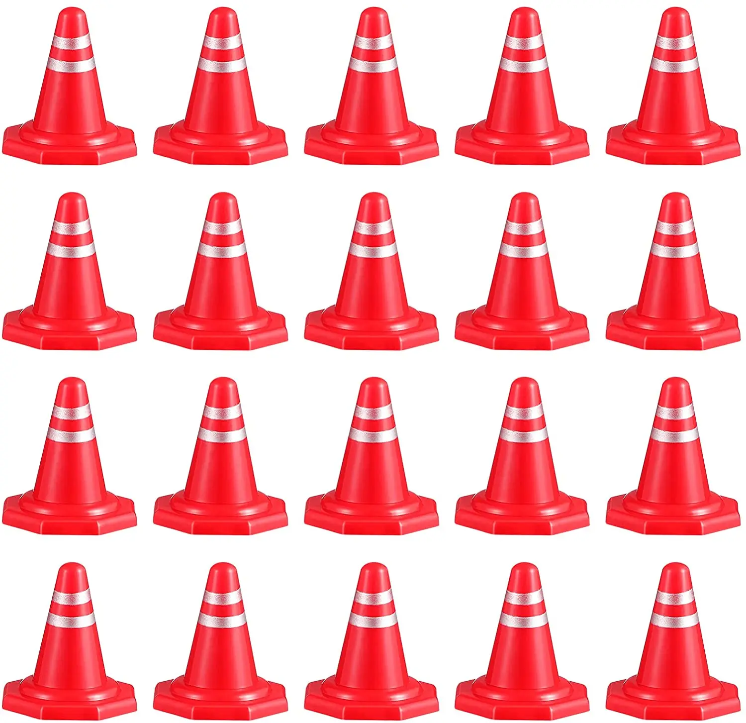 20pcs Mini Traffic Cones Plastic Mini Traffic Roadblock Signs Road Parking Signs For Kids Toddler Toys Baby Shower Party Decor