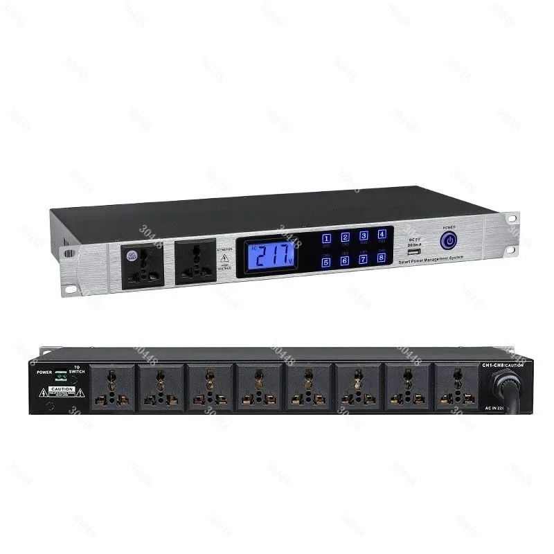 Professional 10 Channel Power Sequencer Controller with Filter High Power 8 Outlet Conference Stage Audio Equipment Manager