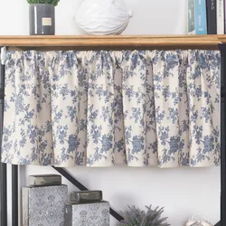 Window Curtain Valance Rod Pocket American Rustic Korean Living Room Bedroom Vintage Floral Print Cotton Linen Blackout Curtains