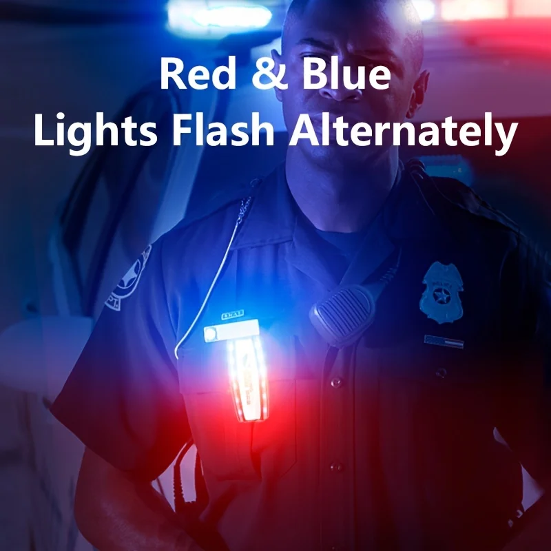 Imagem -02 - Luz Vermelha e Azul do Sinal de Advertência Patrulhas Policiais Luz do Flash do Grampo do Ombro da Segurança Ímã do Alarme Lanterna Recarregável Usb