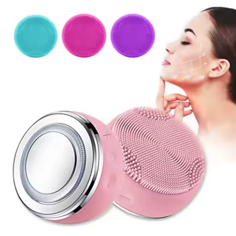 Electric silicone facial cleansing brush, spa ultrasonic facial washer, massager, sonic vibration facial cleansing machine