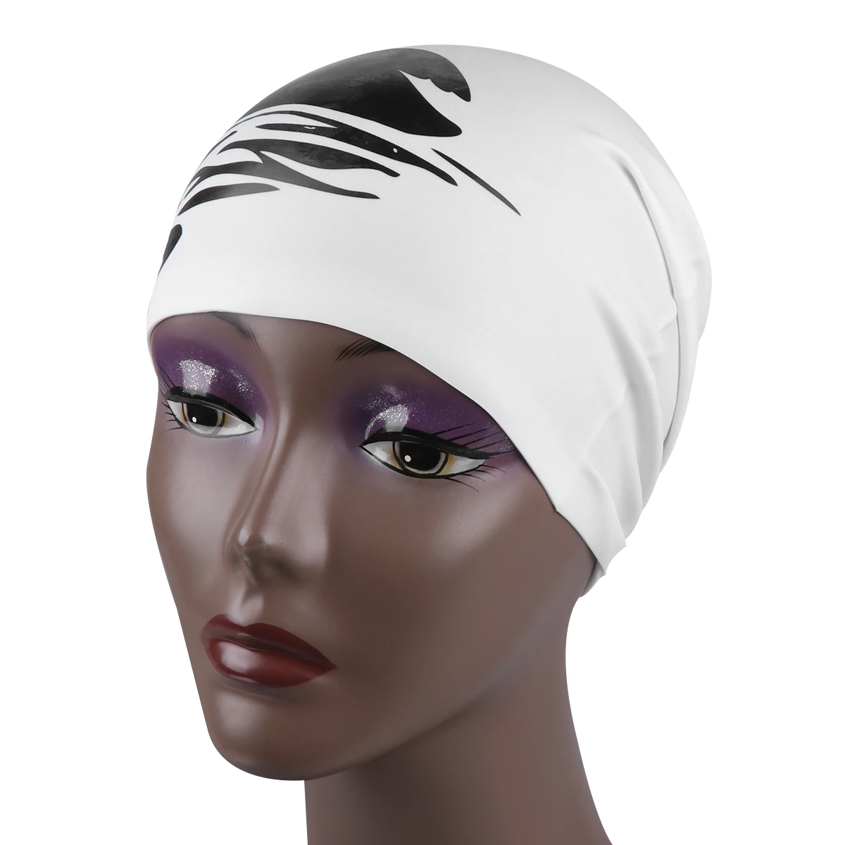 

1pc Silicone Waterproof Swimming Hats For Women Long Hair Protection Ear Comfortable Pool Swim Cap Swan Pattern Durable Head