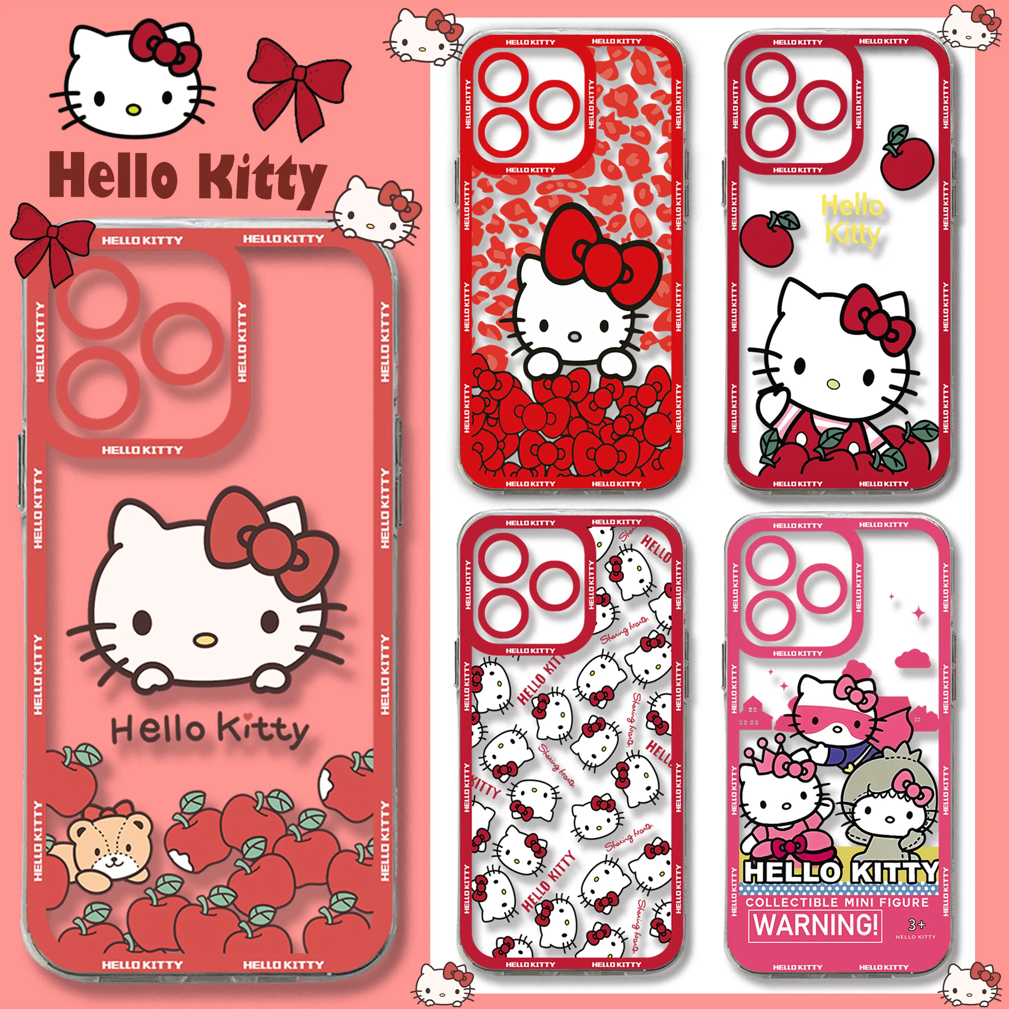 Catoon Hellos Kittys Cute Red Phone Case For Samsung S24 S23 S22 S21 S20 S10 FE Note20 Plus Ultra Lite 5G Clear Soft TPU Cover