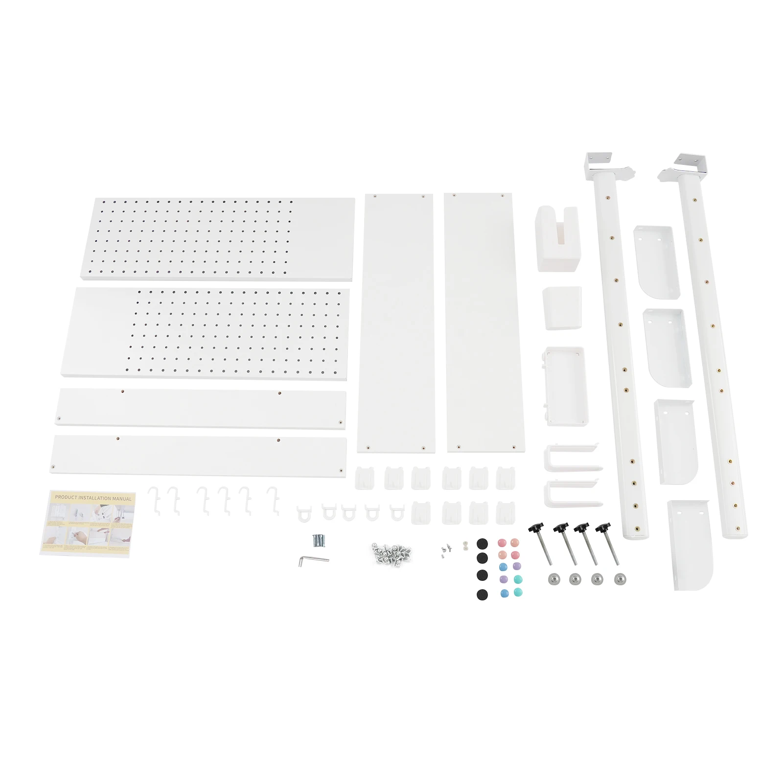 37" Clamp-on Pegboard with Accessories, No Drill Desk Shelf, 2-Tier Organizer with Hooks & Tray, Space Saving Storage Rack for Home Office & Dorm