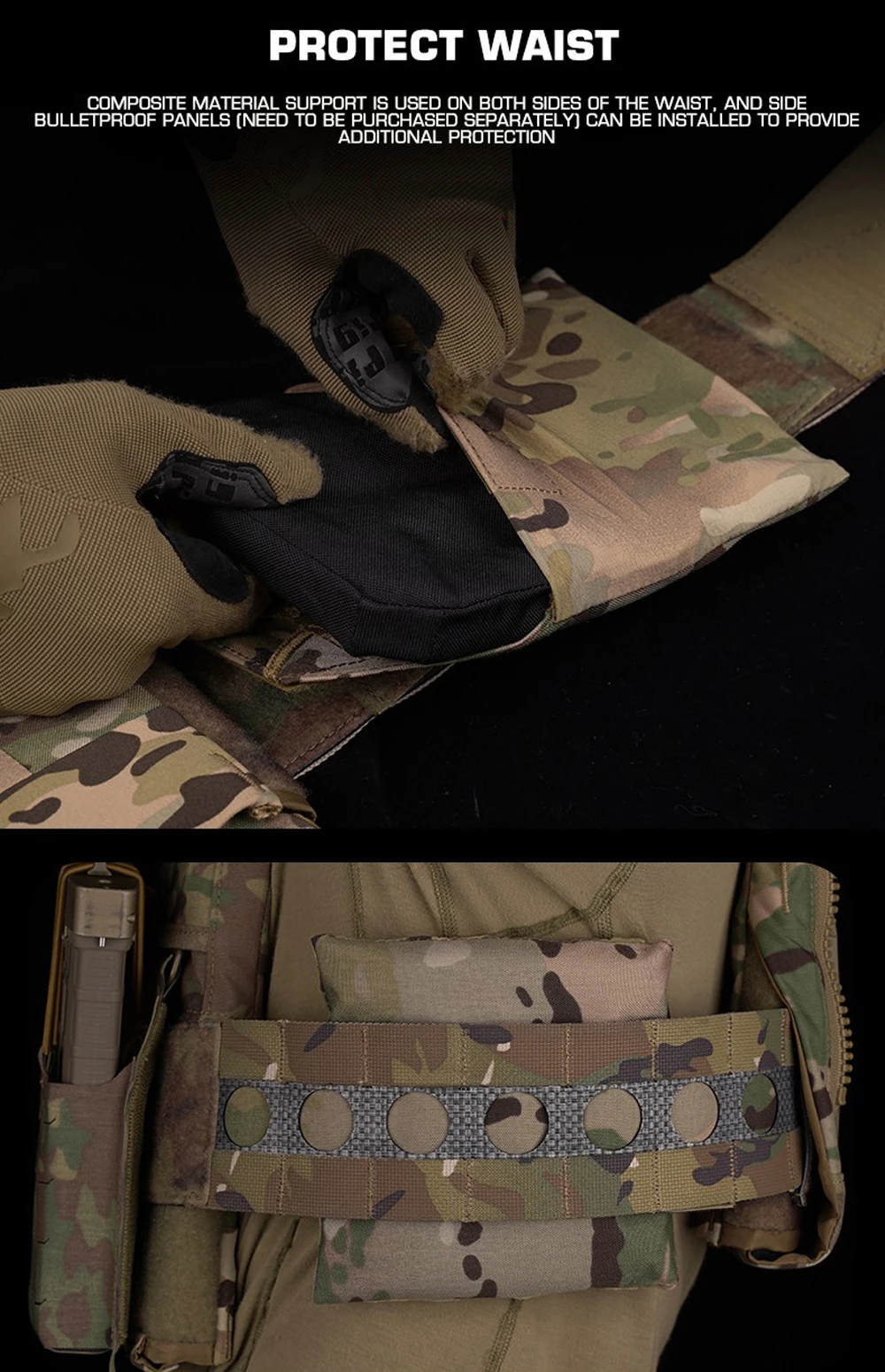 FCPC V5-Stil Taktische Plattenträgerweste – MOLLE Modulare Jagd- und Airsoft-Weste mit Utility-Tasche auf der Rückseite – Detail 4