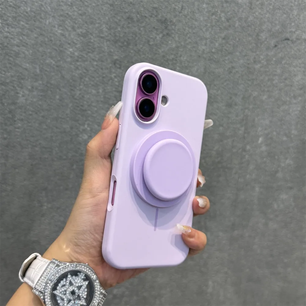 

For iPhone 17 Pro Max Case Lilac Liquid Silicone Magnetic Stand Skin Feel Large Cutout Compatible with iPhone 16 15 14 13 12