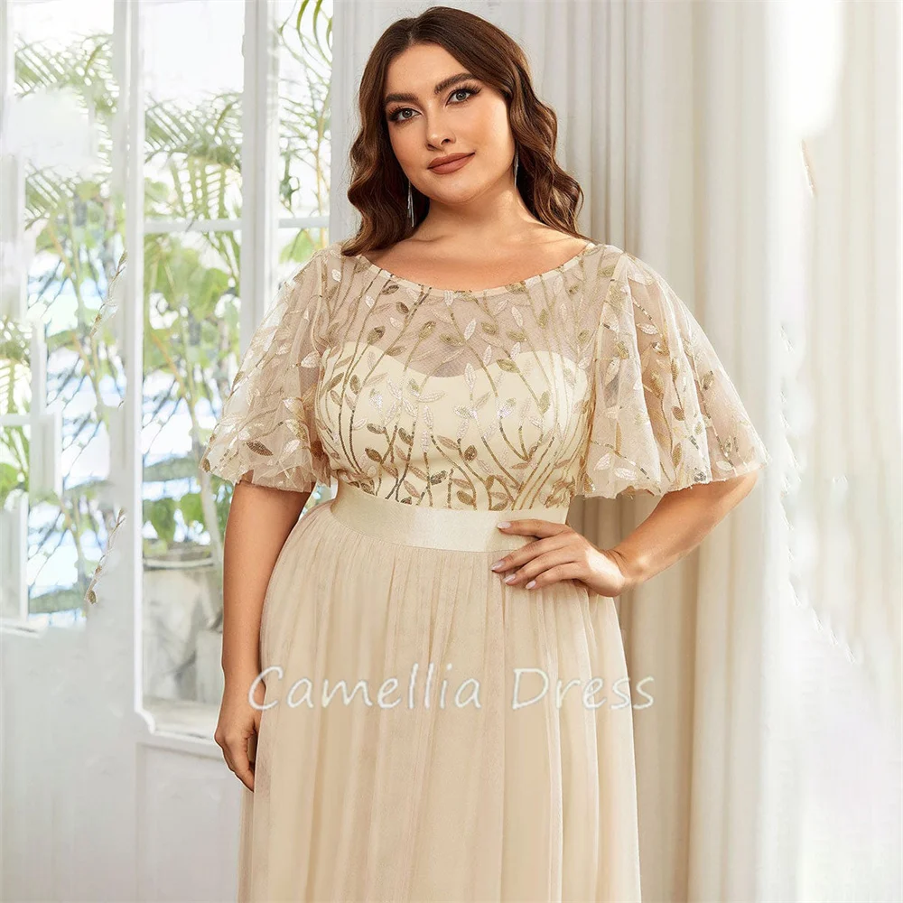 Elegante A-Lijn Avondjurken Ronde Hals Galajurken Plus Size Sexy Lovertjes Formele Jurken Vestidos De Fiesta فساتين السهرة ة