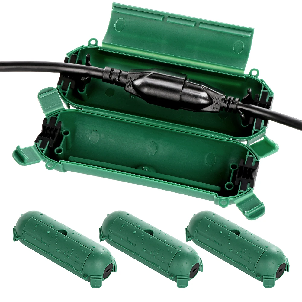 Cajas impermeables para exteriores, para enchufes de corriente, tomas de corriente, luces de cadena, paquete de 4 cajas de tomacorriente para el hogar, IP44, a prueba de lluvia y a prueba de intemperie