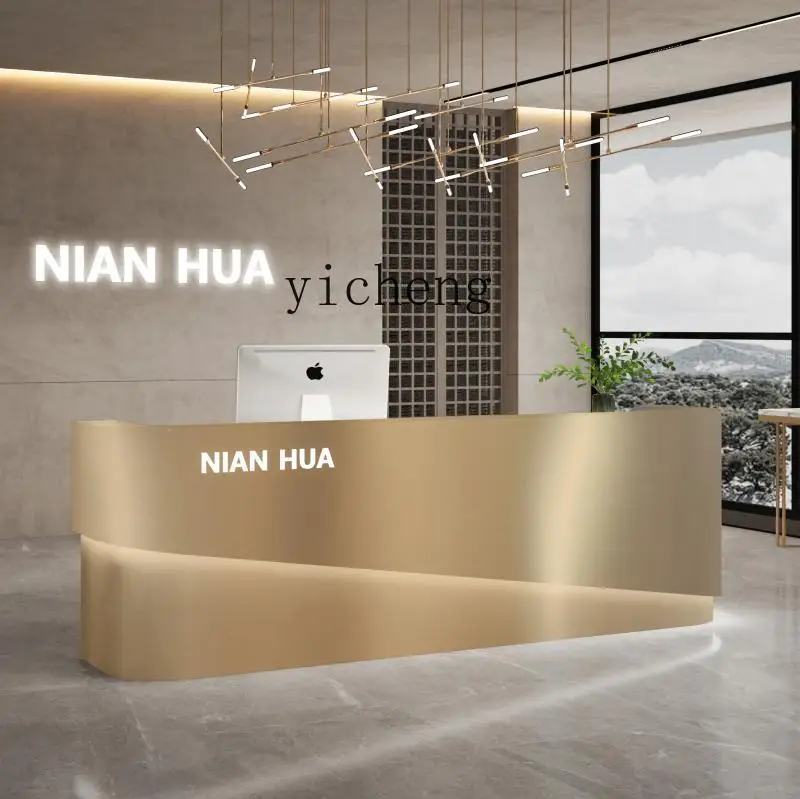 

TWR checkout page Reception desk Light luxury bar counter Black metal counter